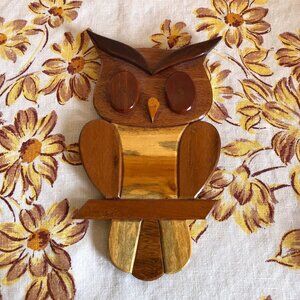 Vintage Wooden Owl Wall Hanging